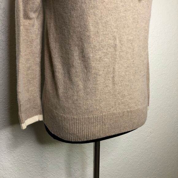 Summersalt tan cream trim hooded merino wool cashmere sweater Extra Small XS - Picture 3 of 14
